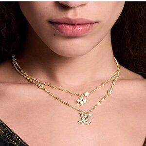 Lady LV Monogram Flower and Initials Necklace